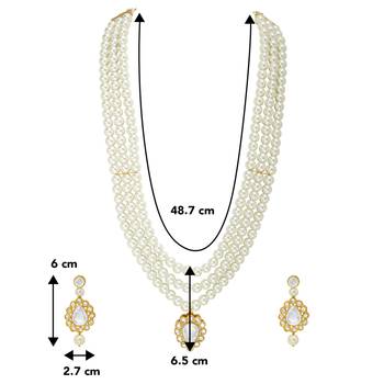 women white & gold-plated traditional pearl jewellery set 3