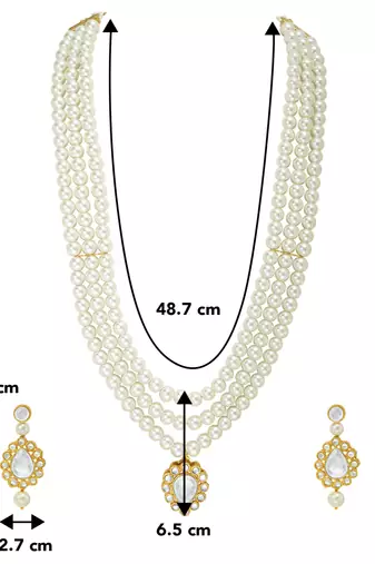 women white & gold-plated traditional pearl jewellery set