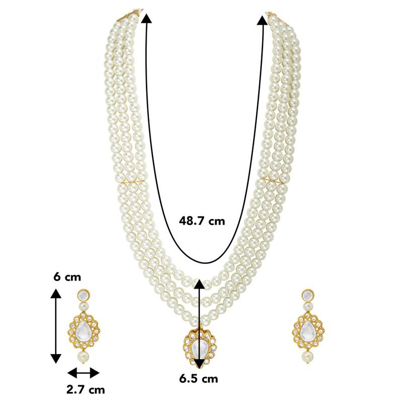 women white & gold-plated traditional pearl jewellery set