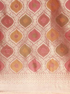 pink ethnic motifs zari organza kanjeevaram saree 4