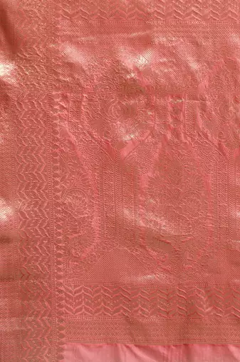 pink ethnic motifs zari organza kanjeevaram saree