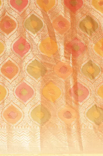 orange ethnic motifs zari organza kanjeevaram saree