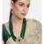 gold-plated green kundan pearl long necklace earring jewellery set