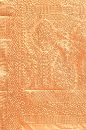 orange ethnic motifs zari organza kanjeevaram saree