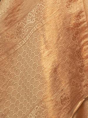 cream cream-coloured & gold-toned ethnic motifs zari banarasi saree 4
