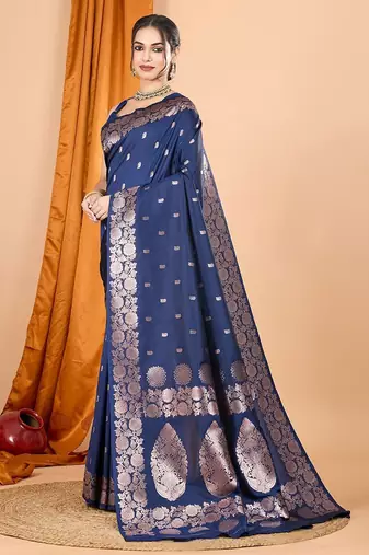 navy_blue ethnic motifs zari silk blend banarasi saree
