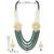 green & white gold-plated kundan long necklace earring jewellery set