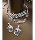 silver-plated crystal-studded jewellery set