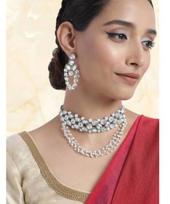 silver-plated crystal-studded jewellery set 2