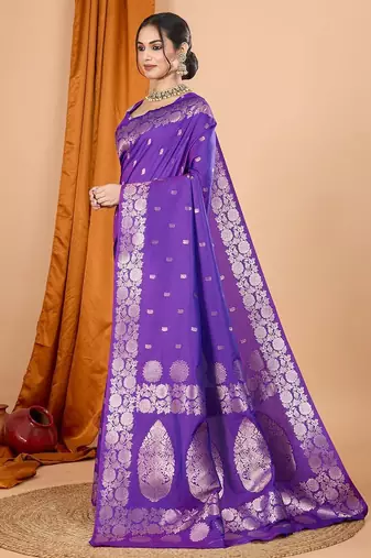 violet ethnic motifs woven design zari banarasi saree