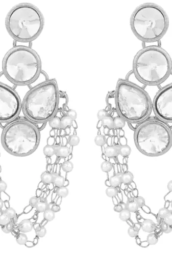 silver-plated crystal-studded jewellery set