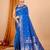blue ethnic motifs zari silk blend banarasi saree