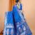 blue ethnic motifs zari silk blend banarasi saree