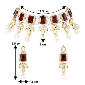 women gold-plated kundan studded necklace with earrings 3