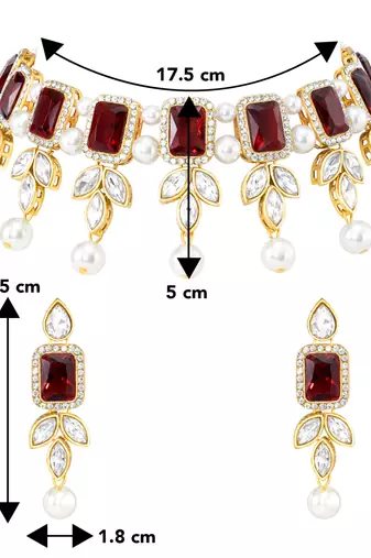 women gold-plated kundan studded necklace with earrings