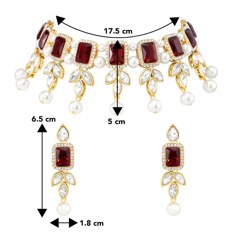 women gold-plated kundan studded necklace with earrings