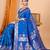 blue ethnic motifs zari silk blend banarasi saree