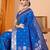 blue ethnic motifs zari silk blend banarasi saree
