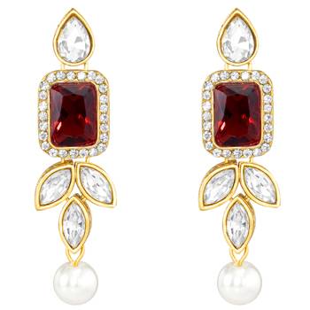 women gold-plated kundan studded necklace with earrings 4