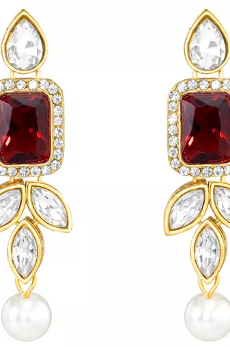 women gold-plated kundan studded necklace with earrings