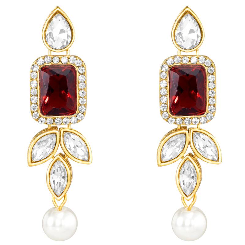 women gold-plated kundan studded necklace with earrings