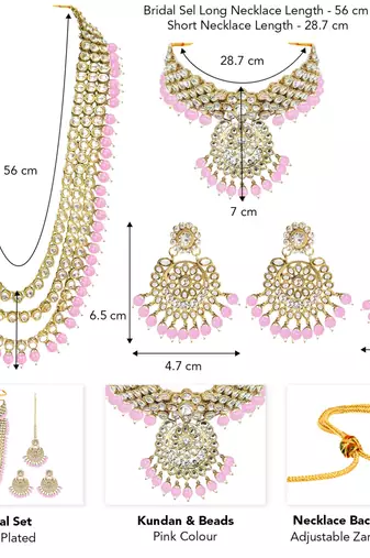 gold-plated kundan-studded & beaded jewellery set