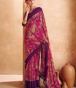 pink abstract printed sequinned saree