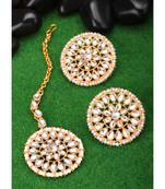 rose gold-plated artificial stones and beads-studded jewellery set