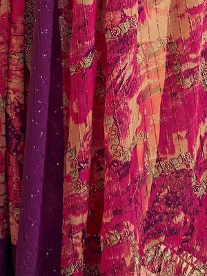pink abstract printed sequinned saree 5