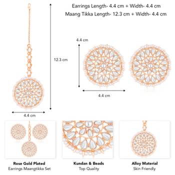 rose gold-plated artificial stones and beads-studded jewellery set 3