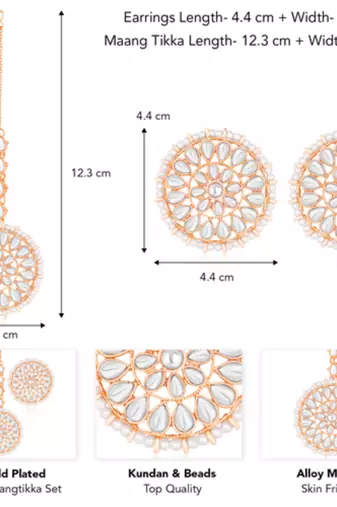 rose gold-plated artificial stones and beads-studded jewellery set
