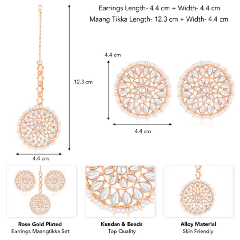 rose gold-plated artificial stones and beads-studded jewellery set