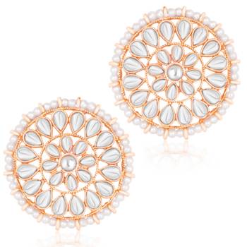 rose gold-plated artificial stones and beads-studded jewellery set 4