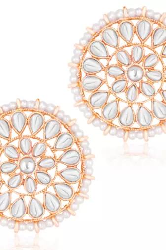 rose gold-plated artificial stones and beads-studded jewellery set