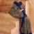 blue abstract printed sequinned saree