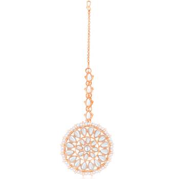 rose gold-plated artificial stones and beads-studded jewellery set 5