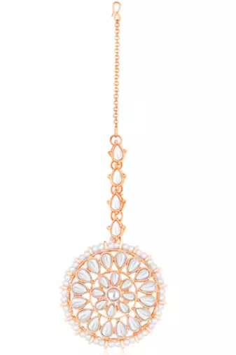 rose gold-plated artificial stones and beads-studded jewellery set
