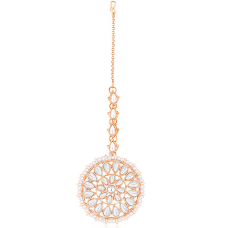rose gold-plated artificial stones and beads-studded jewellery set