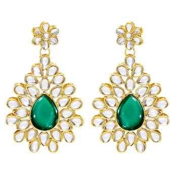 gold-plated kundan pearl multi layer necklace & earrings jewellery set 5