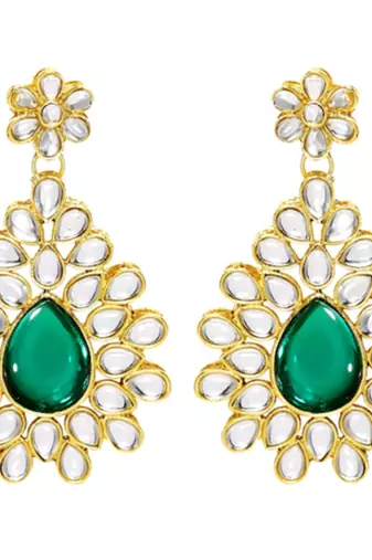 gold-plated kundan pearl multi layer necklace & earrings jewellery set