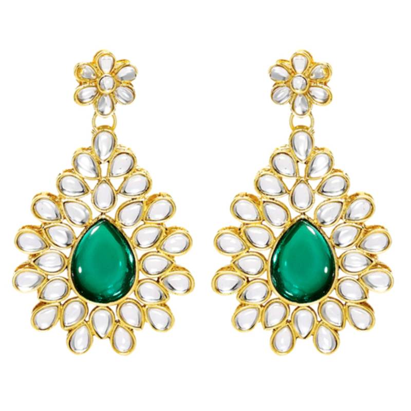 gold-plated kundan pearl multi layer necklace & earrings jewellery set