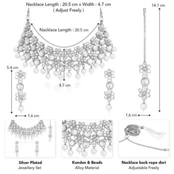 silver-plated artificial stones and -studded jewellery set with maangtikka 4