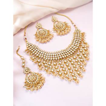 gold-plated stones & beads-studded jewellery set 1