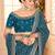 blue bandhani printed embroidered zari saree