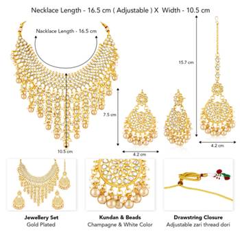 gold-plated stones & beads-studded jewellery set 2