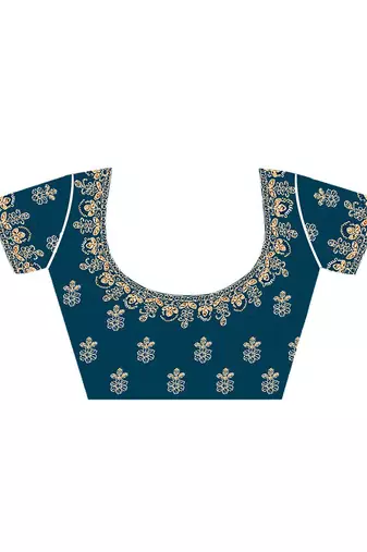 blue bandhani printed embroidered zari saree