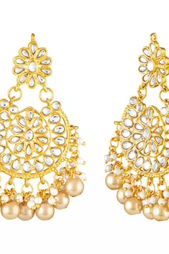 gold-plated stones & beads-studded jewellery set