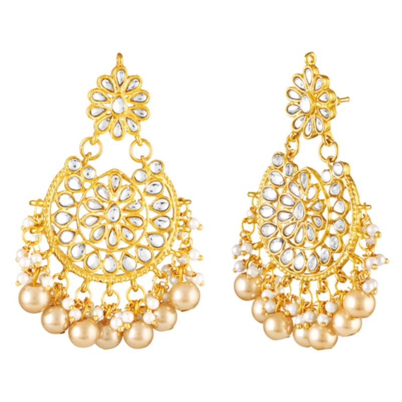 gold-plated stones & beads-studded jewellery set