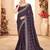 purple bandhani printed embroidered zari saree