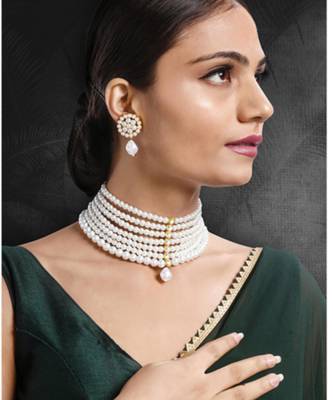 gold-plated stone studded & beaded jewellery set 2